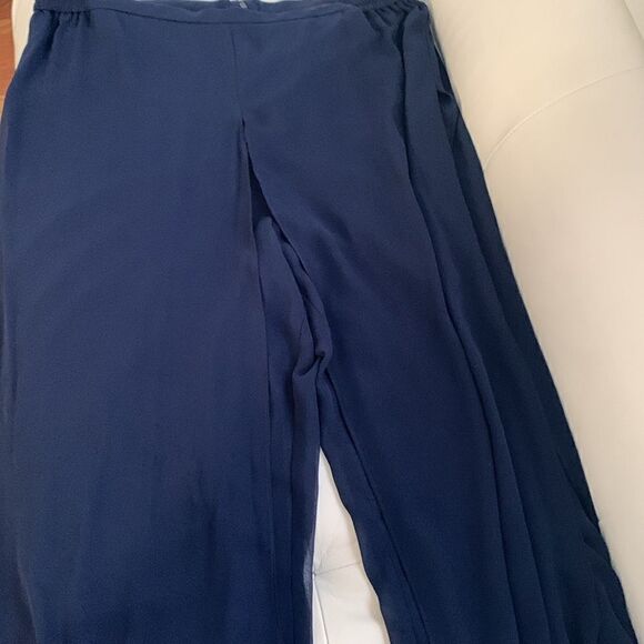 Emma Street Navy High Waisted Wide Leg Mesh Pant Size 18W - Picture 7 of 14